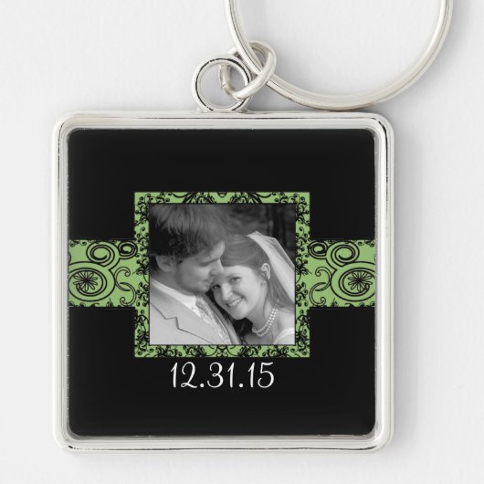 Schwarz-Grün-Wirbel-Blumenzwiebeln-Schlüsselanhäng Schlüsselanhänger (Vorne)