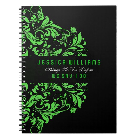 Schwarz-Grün-Wirbel Notizblock (Vorderseite)