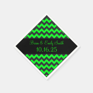 Schwarz-grün Zickzack, anpassbare Papierservietten