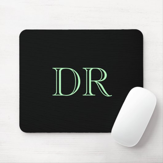 Schwarz-Grün-Zollinitialen minimalistisch Mousepad (Mit Mouse)