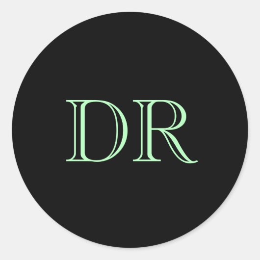 Schwarz-Grün-Zollinitialen minimalistisch Runder Aufkleber (Vorderseite)