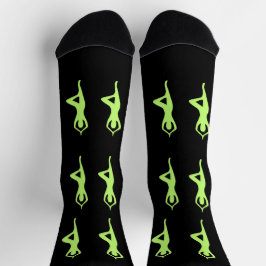 Schwarz Grüne Grafik Socken Einzigartiges Muster