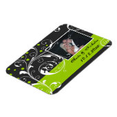 Schwarz, grüne Hochzeit Das Datum speichern Magnet (Linke Seite)