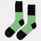Schwarz + Grüne horizontale Streifen Socken (Linkes Detail)