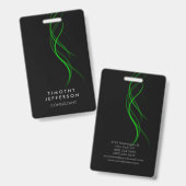 Schwarz Grüne Krümmer Elegant Moderne Ausweis (Vorder- & Rückseite)