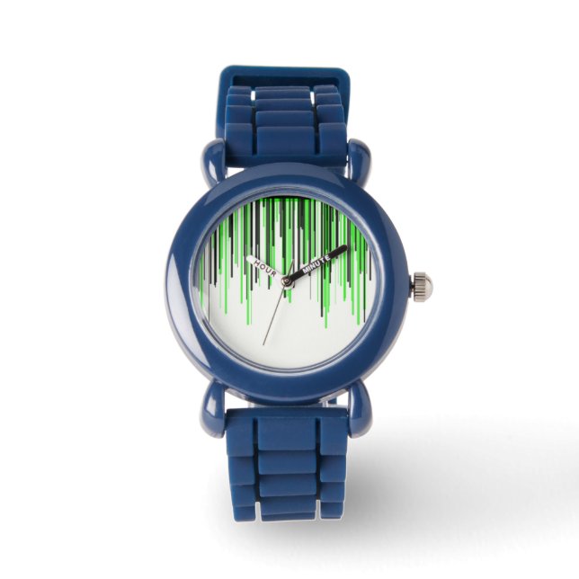 Schwarz-grüne Linie Schwarze Verkleidung Armbanduhr (Vorderseite)