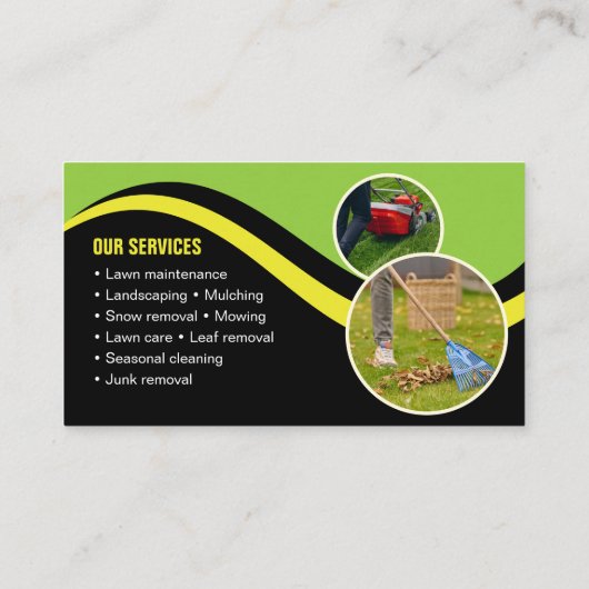 Schwarz-Grüne Rasenpflege Landscaping Mowing 3 Fot Visitenkarte (Rückseite)