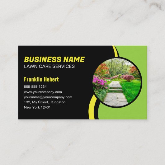 Schwarz-Grüne Rasenpflege Landscaping Mowing 3 Fot Visitenkarte (Vorderseite)