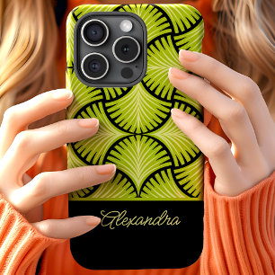 Schwarz Grüne Retro 1920er Gatsby Palmen Schriftna Case-Mate iPhone Hülle
