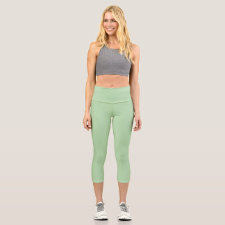 Schwarz grüne Solid-Farbe Capri Leggings
