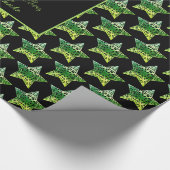 Schwarz-grüne Sterne Muster Weihnachten Elegant Geschenkpapier (Ecke)