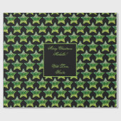 Schwarz-grüne Sterne Muster Weihnachten Elegant Geschenkpapier (Flach)