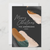 Schwarz Grüne Terracotta Moderne minimale Aquarell Feiertagskarte (Vorderseite)