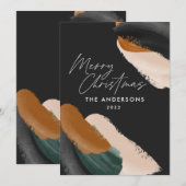 Schwarz Grüne Terracotta Moderne minimale Aquarell Feiertagskarte (Vorne/Hinten)