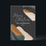 Schwarz Grüne Terracotta Moderne minimale Aquarell Feiertagskarte<br><div class="desc">Günstige schwarze,  grüne Terracotta abstrakte Aquarell moderne Drehbuch nicht Foto Weihnachtskarte. Modernes Design in Trend,  Grün,  Beige und Terrakotta.</div>