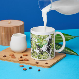 Schwarz-grüne tropische Blätter Kaffeetasse