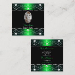 Schwarz-grüne Verzierte Ornamente hinzufügen Quadratische Visitenkarte