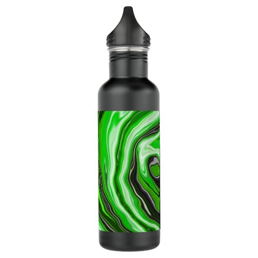 Schwarz-grüne Wirbel Fluid Art Personalisiert Edelstahlflasche (Links)