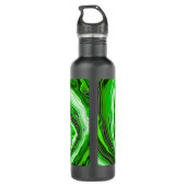 Schwarz-grüne Wirbel Fluid Art Personalisiert Edelstahlflasche (Rückseite)