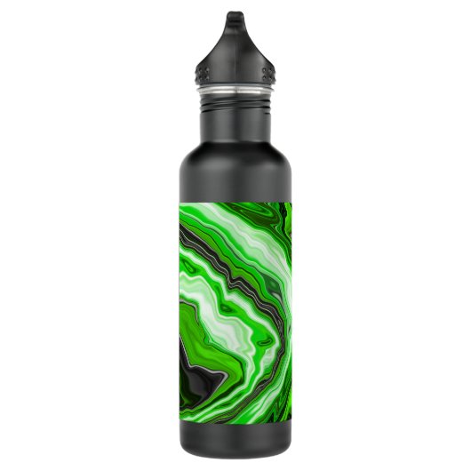 Schwarz-grüne Wirbel Fluid Art Personalisiert Edelstahlflasche (Rechts)