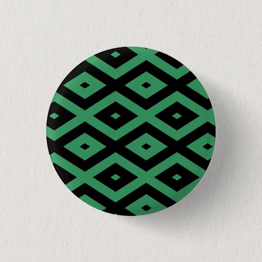 Schwarz-grünes Diamantmuster Button (Vorderseite)