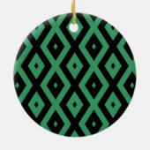 Schwarz-grünes Diamantmuster Keramik Ornament (Hinten)
