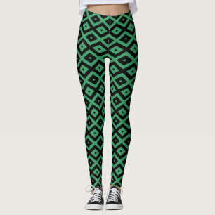 Schwarz-grünes Diamantmuster Leggings