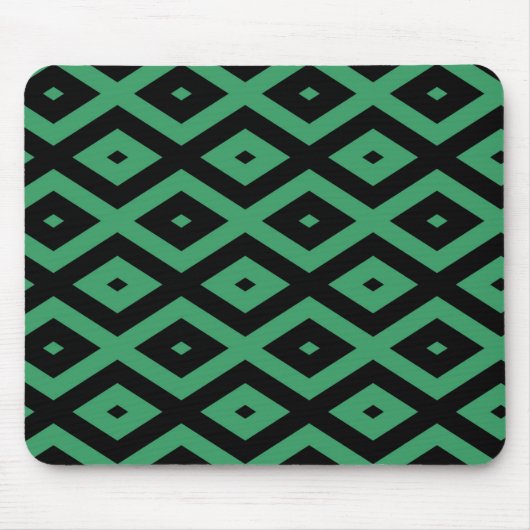 Schwarz-grünes Diamantmuster Mousepad (Vorne)