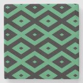 Schwarz-grünes Diamantmuster Steinuntersetzer (Vorderseite)