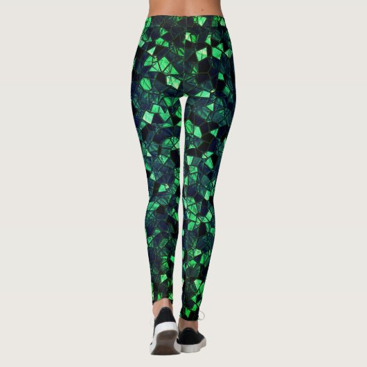 Schwarz-grünes Mosaik mit teilweise entfernter Far Leggings (Rückseite)