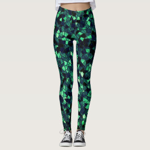 Schwarz-grünes Mosaik mit teilweise entfernter Far Leggings