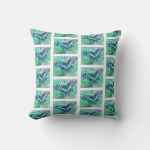 Schwarz-grünes Schmetterlingsmuster Kissen