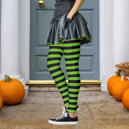 Schwarz/Grünstreifen Wickschnabel HexenHalloween Leggings