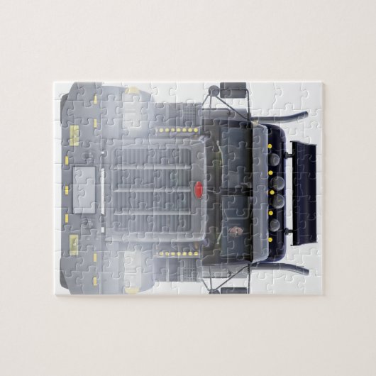 Schwarz-halb LKW mit Lichtern an in der Puzzle (Horizontal)