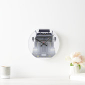 Schwarz-halb LKW mit Lichtern an in der Runde Wanduhr (Zuhause)