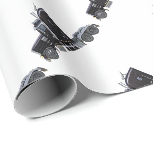 Schwarz-halb LKW mit vollen Lichtern in der Geschenkpapier (Rolleneckpunkt)