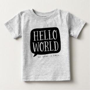 Schwarz-hallo Weltpersonalisierter Name Baby T-shirt
