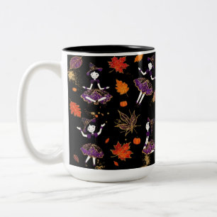 Schwarz Halloween Kleine Hexe Zweifarbige Tasse