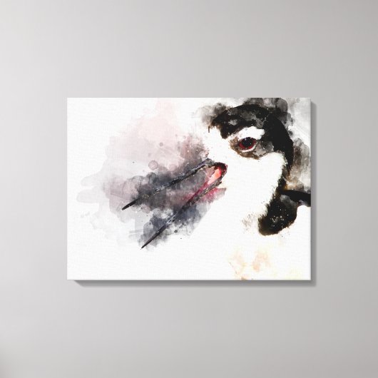 Schwarz-Hals Stilt-Aquarell Leinwanddruck (Vorderseite)