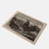 Schwarz-Hamburger Henne und Hahn aus dem 19. Jahrh Fußmatte (Schrägansicht)