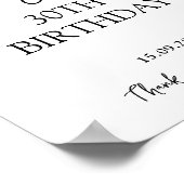 Schwarz Handgeschriebene Moderne 30. Geburtstag Wi Poster (Ecke)