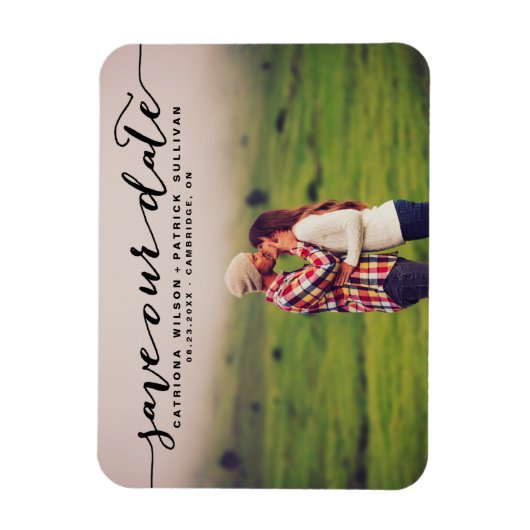 Schwarz handgeschriebenes Script-Foto Rette unser  Magnet (Vertikal)