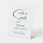 Schwarz handgeschriebenes Skript Hochzeit Dessertt Sockelschild (Vorderseite)