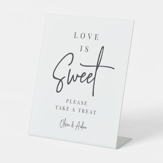 Schwarz | Handgeschriebenes Skript Hochzeittisch Sockelschild (Vorderseite)