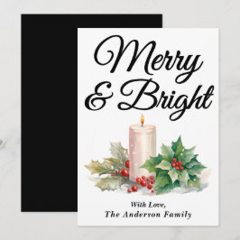 Schwarz handgeschriebenes Skript Merry & Bright Feiertagskarte