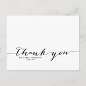 Schwarz Handgeschriebenes Skript Vielen Dank Postc Postkarte (Vorderseite)