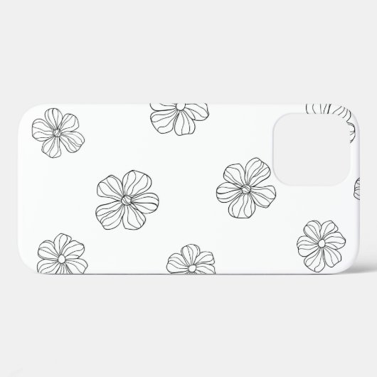 Schwarz handgezeichnete Blume auf weißem Hintergru Case-Mate iPhone Hülle (Rückseite (Horizontal))
