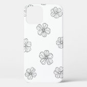 Schwarz handgezeichnete Blume auf weißem Hintergru Case-Mate iPhone Hülle (Rückseite)