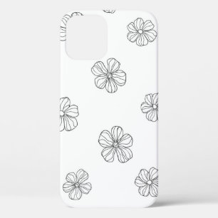 Schwarz handgezeichnete Blume auf weißem Hintergru Case-Mate iPhone Hülle