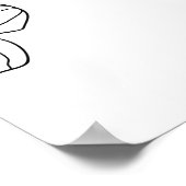 Schwarz handgezeichnete Blume auf weißem Hintergru Poster (Ecke)